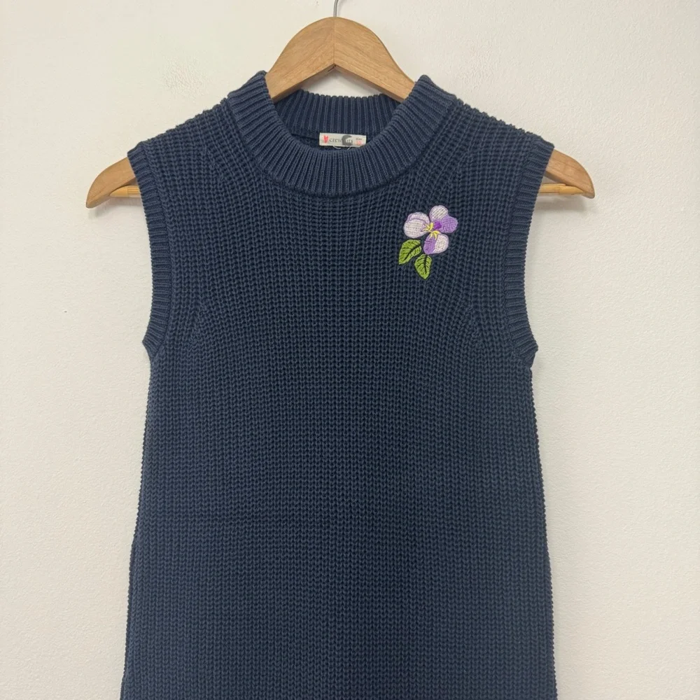 Crewcuts Navy Blue Knit Dress with Purple Flower Patch size 10 & 14